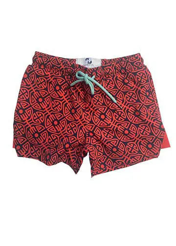 Kids' Trunks - Batik Coral and Navy Blue