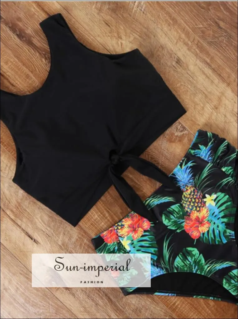 Knot front top with Dot High Waist Bikini Set New Prints 2022