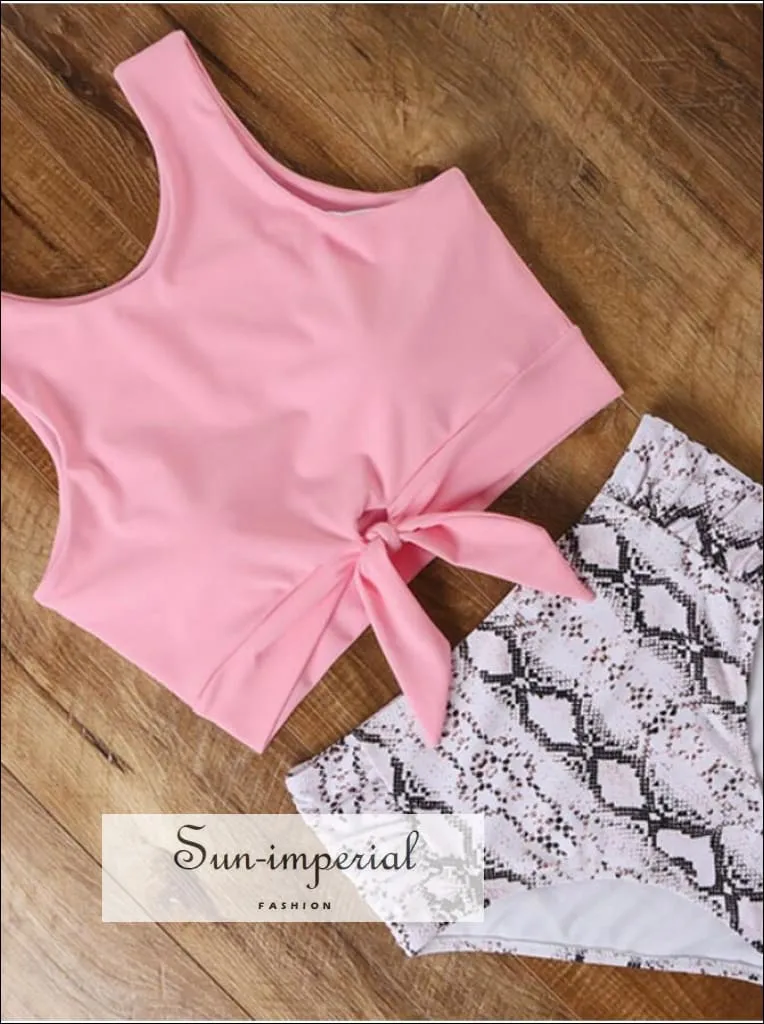 Knot front top with Dot High Waist Bikini Set New Prints 2022