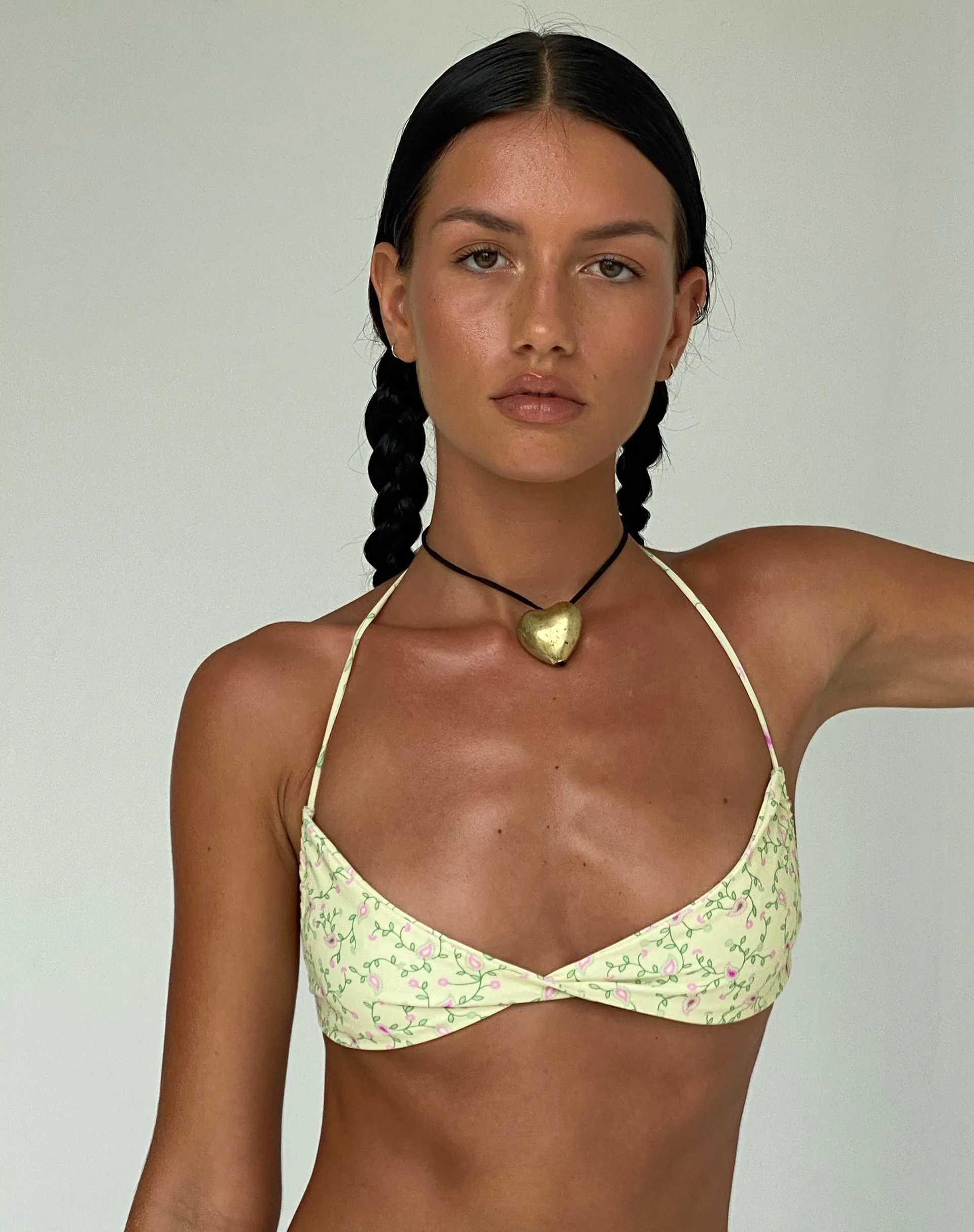 Laufey Bikini Top in Paisley Fun Yellow