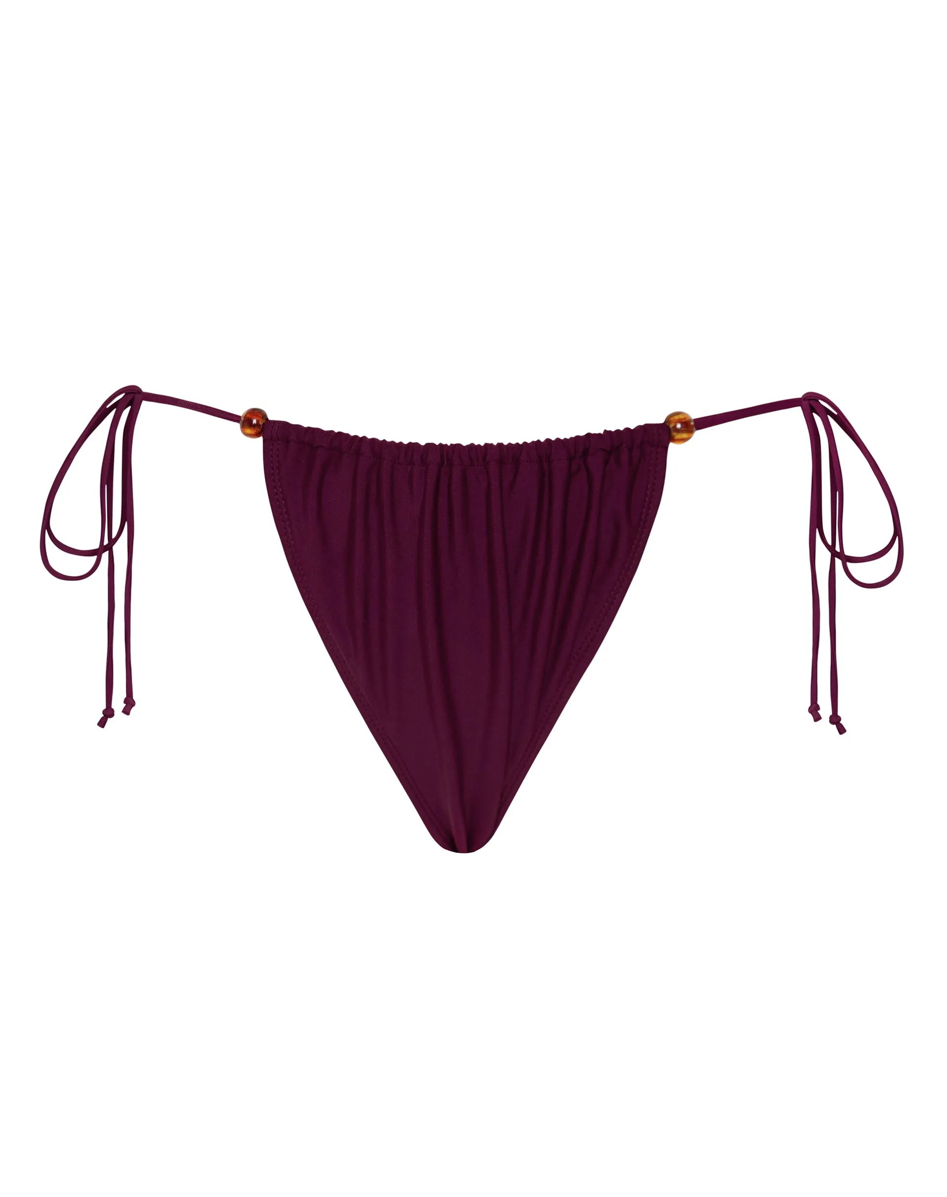 Leyna Beaded Bikini Bottom in Burgundy