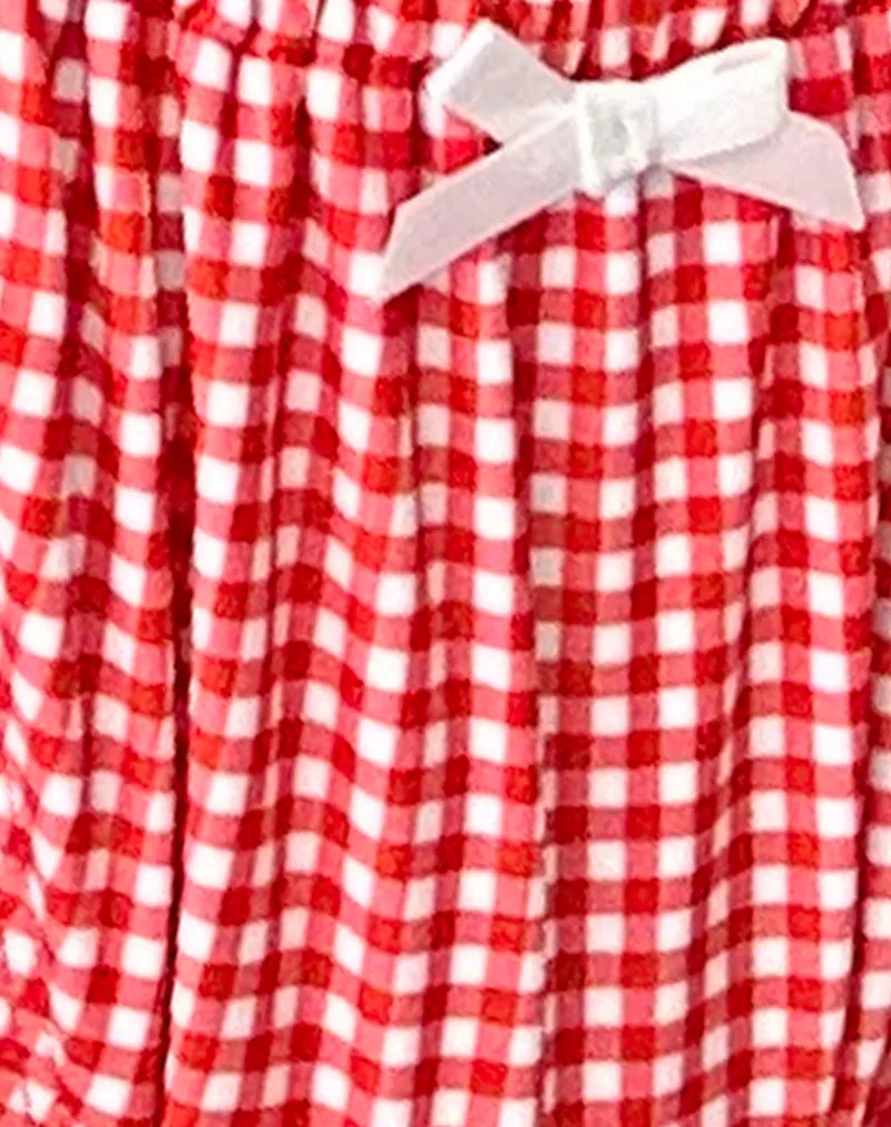 Leyna Bikini Bottom in Red Gingham with Bow