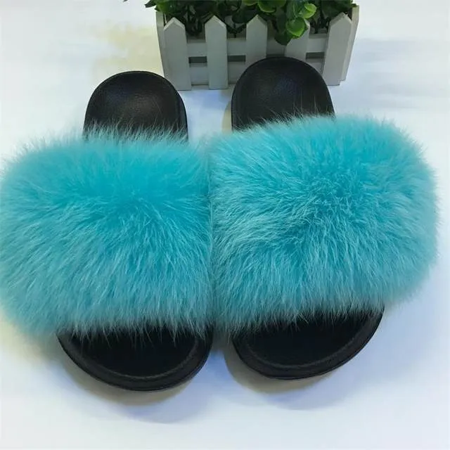 Luxury comfy fuzzy fluffy fur slides slippers