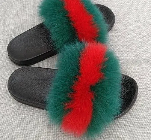 Luxury comfy fuzzy fluffy fur slides slippers