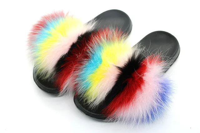 Luxury comfy fuzzy fluffy fur slides slippers