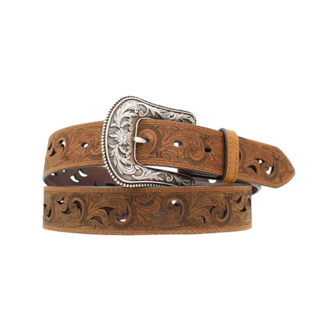 M&F Ariat Women's Paisley Pierced Brown Belt