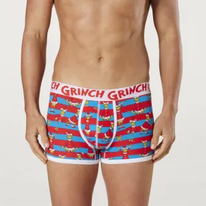 Men's Christmas Grinch Fun Stripe Cotton Trunk - Red & Blue