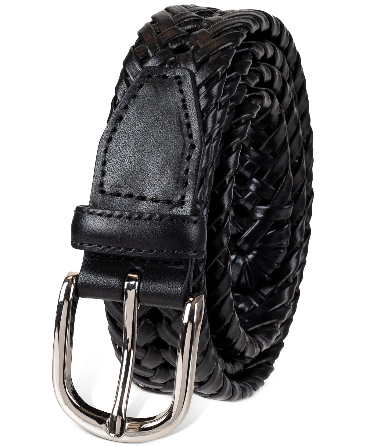 Men's Hand Laced Woven Belt Created for Macy's Club Room Black