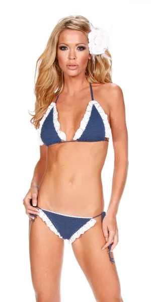 Nautical Crochet Pin Up Bikini Swim Suit