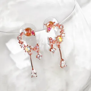 Ninaouity Rose Gold Moon Drop Earrings