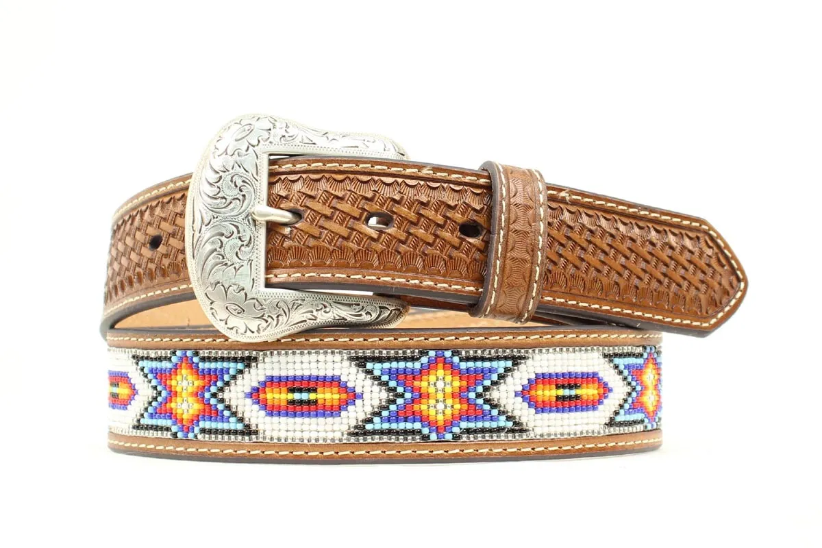 Nocona Bead Inlay Embossed Tan Men's Belt