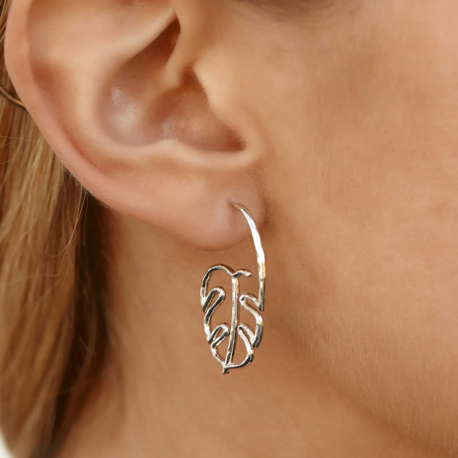 Palm Leaf Hoop Earrings