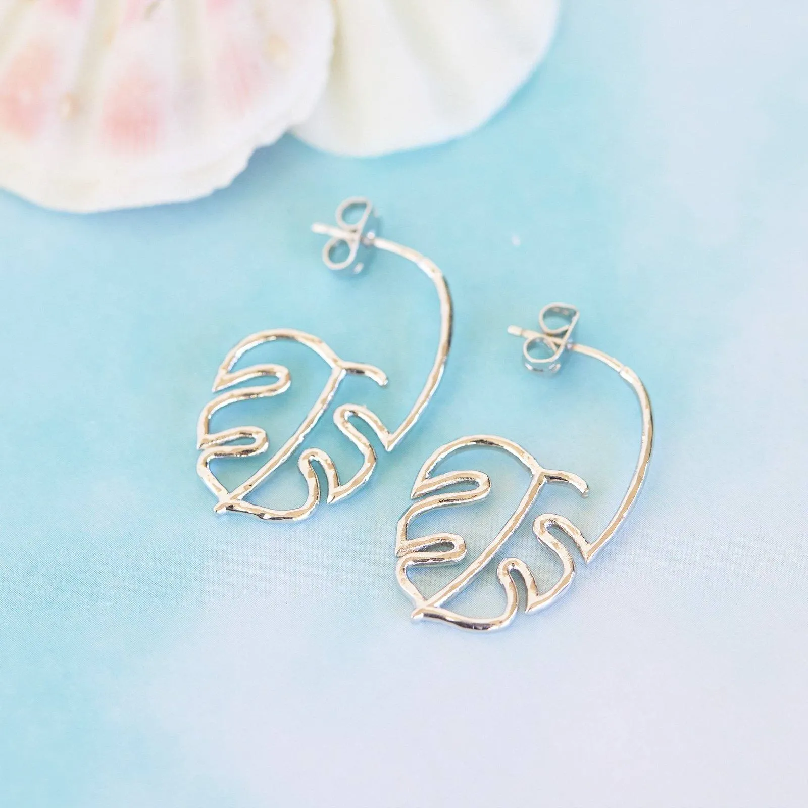 Palm Leaf Hoop Earrings