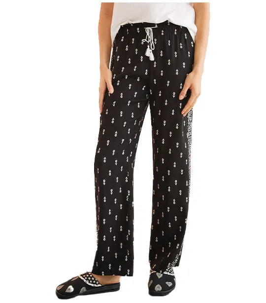 Printed Viscose Pyjama Bottoms Black and White