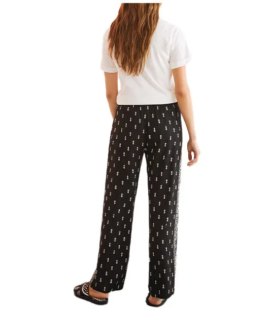 Printed Viscose Pyjama Bottoms Black and White