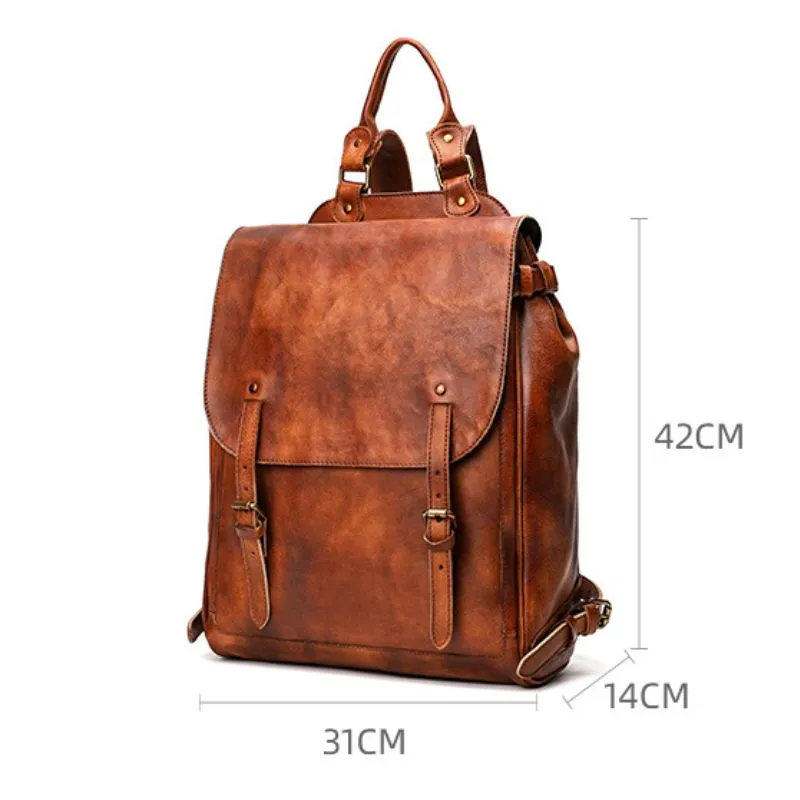 Retro Genuine Leather Casual Business Men's Backpack