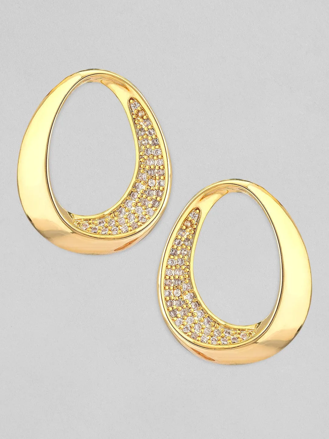 Rubans Voguish 18K Gold Plated Waterproof Stud Zircon Stones In Pave Set Earrings.