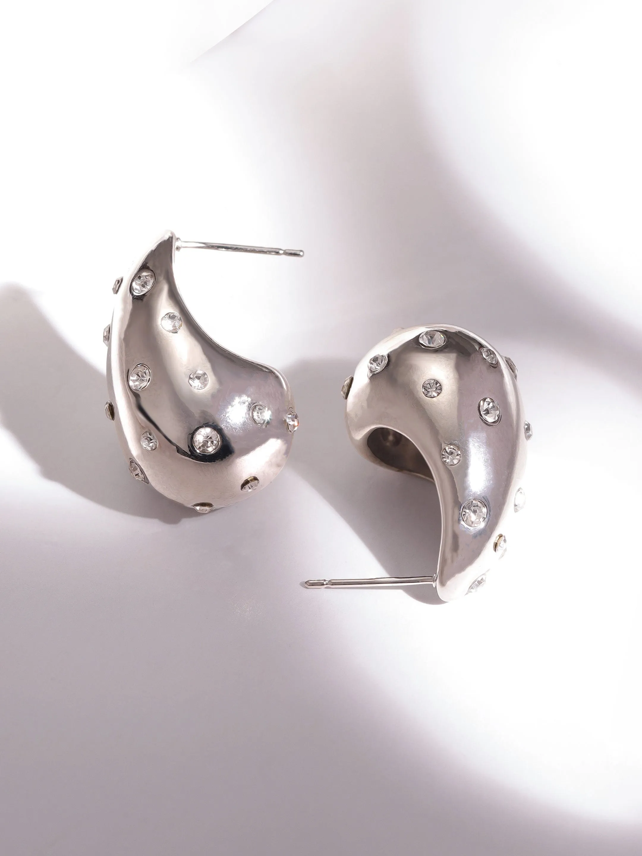 Rubans Voguish Rodium Silver Plated With zircon stone studded Earrings