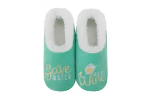 Save Water,  Drink Wine Women's Snoozies Slippers