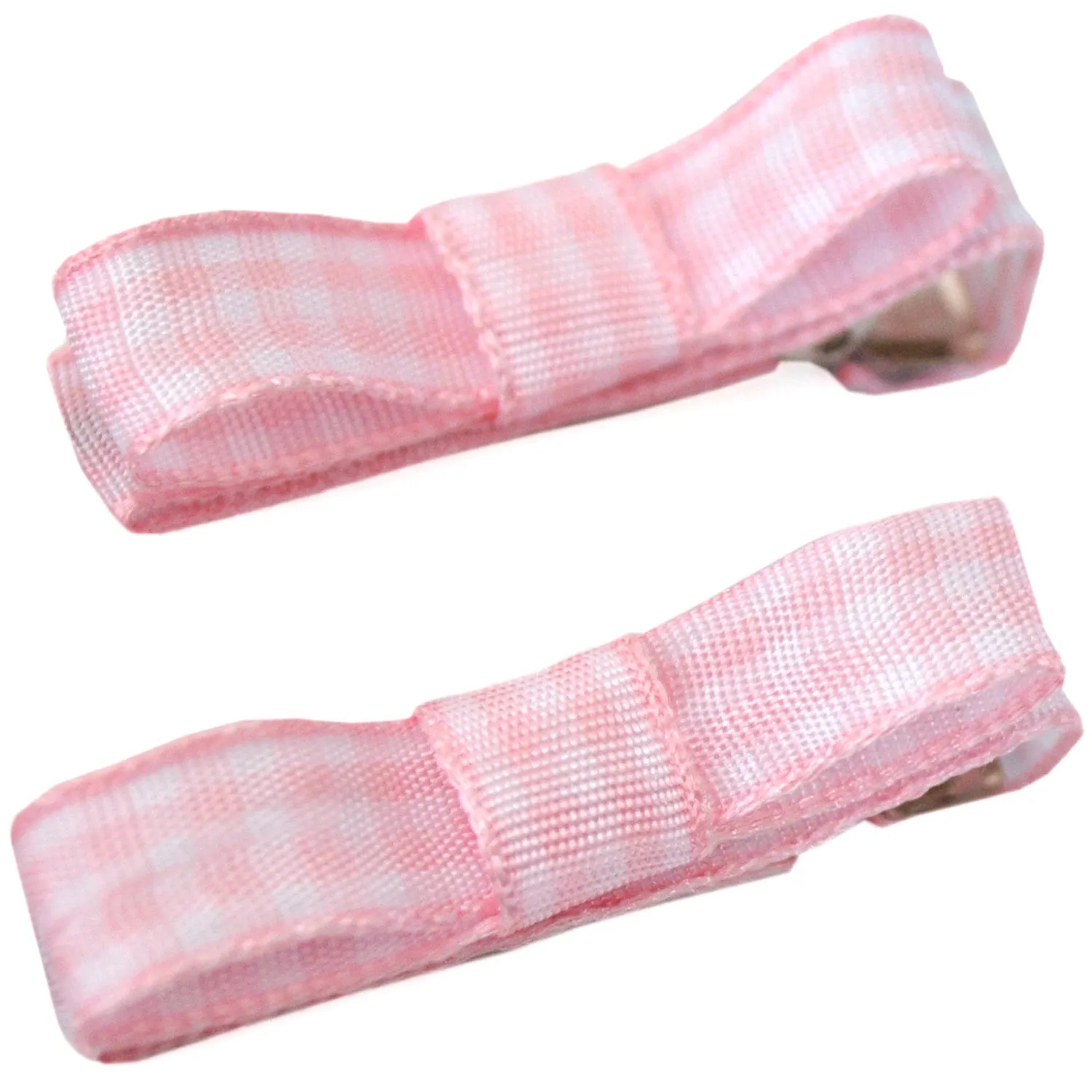 School Mini Bow Bobbles & Ribbon Hair Clips for School -In Gingham Ribbon