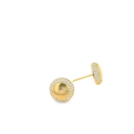 Small Boarded CZ Paved Stud Earrings (J101A)