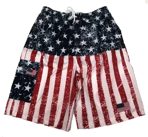 Swimwear Mens Americana Swim Trunks, Varied Styles Red-White-Blue