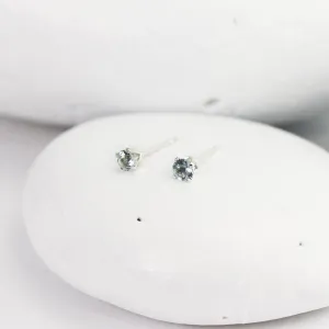 Tiny Aquamarine Stud Earrings