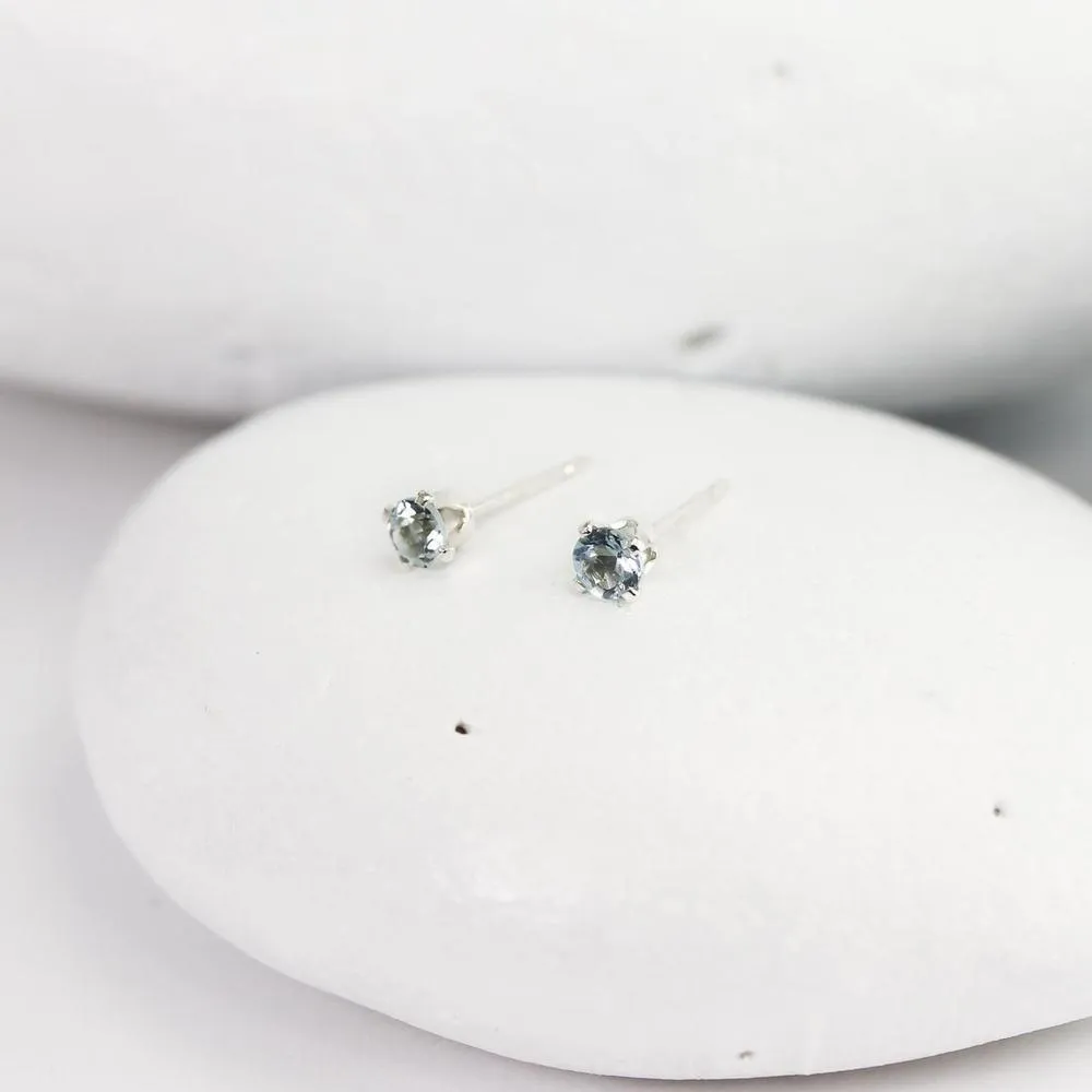 Tiny Aquamarine Stud Earrings