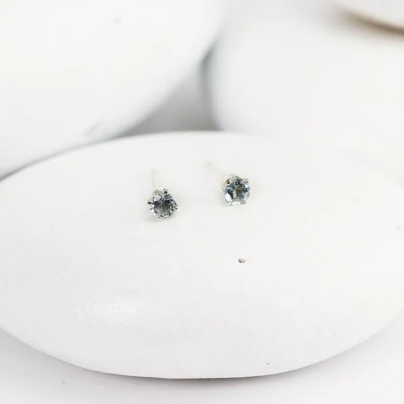 Tiny Aquamarine Stud Earrings