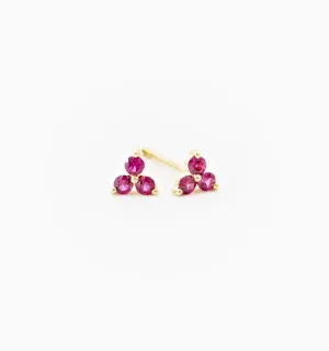 Trinity Ruby Earrings In 14K Solid Gold