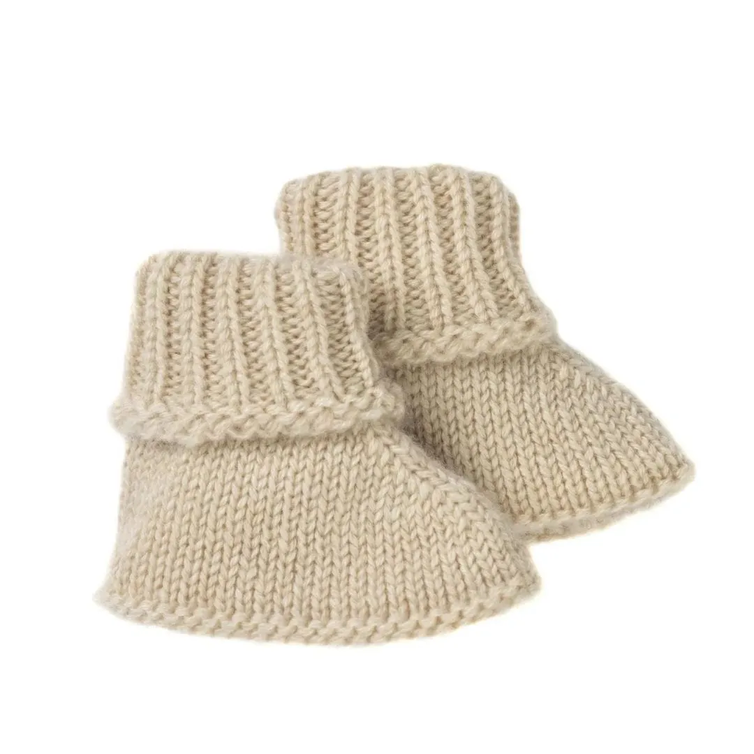 Unisex Oat Milk Cashmere Baby Booties